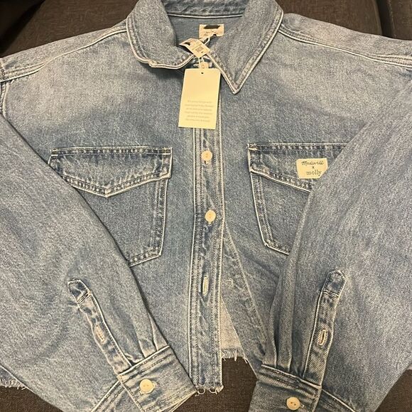 Madewell x Molly Dickson Denim Oversized Crop Shirt - Picture 5 of 7